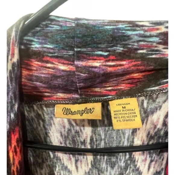 Wrangler Womens Open-Front 3/4 Sleeve Printed Cardigan Jacket Lightweight med - Picture 3 of 4